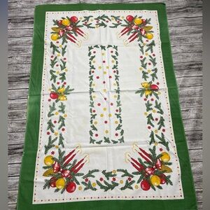 VINTAGE 35”x49” Christmas Table Cloth Great Condition for it’s age a few very
